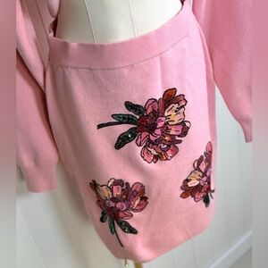 NEW Brianna Cannon Blushing Pink Floral Knit Pencil Skirt